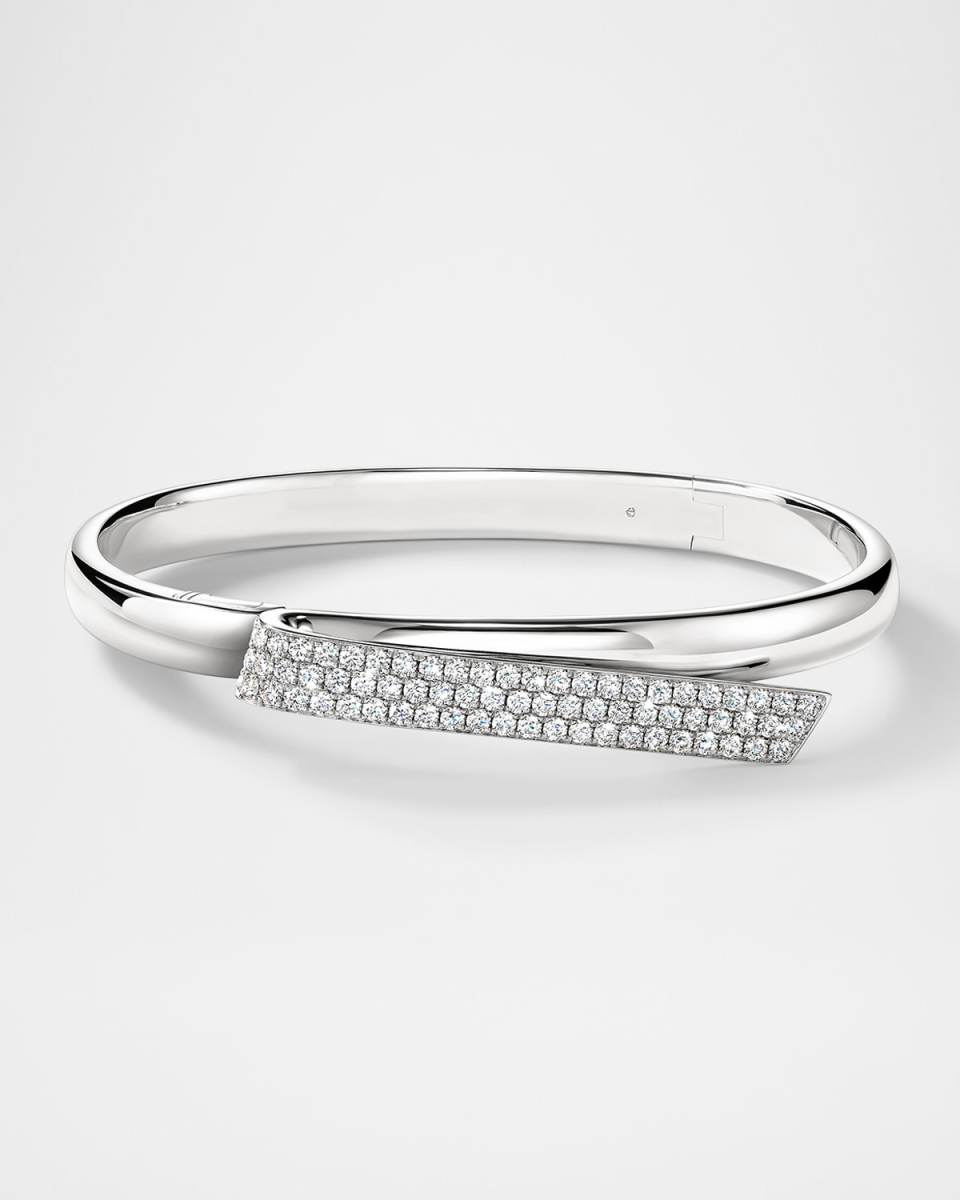 18K White Gold Inside Out Diamond Flip Bangle Bracelet